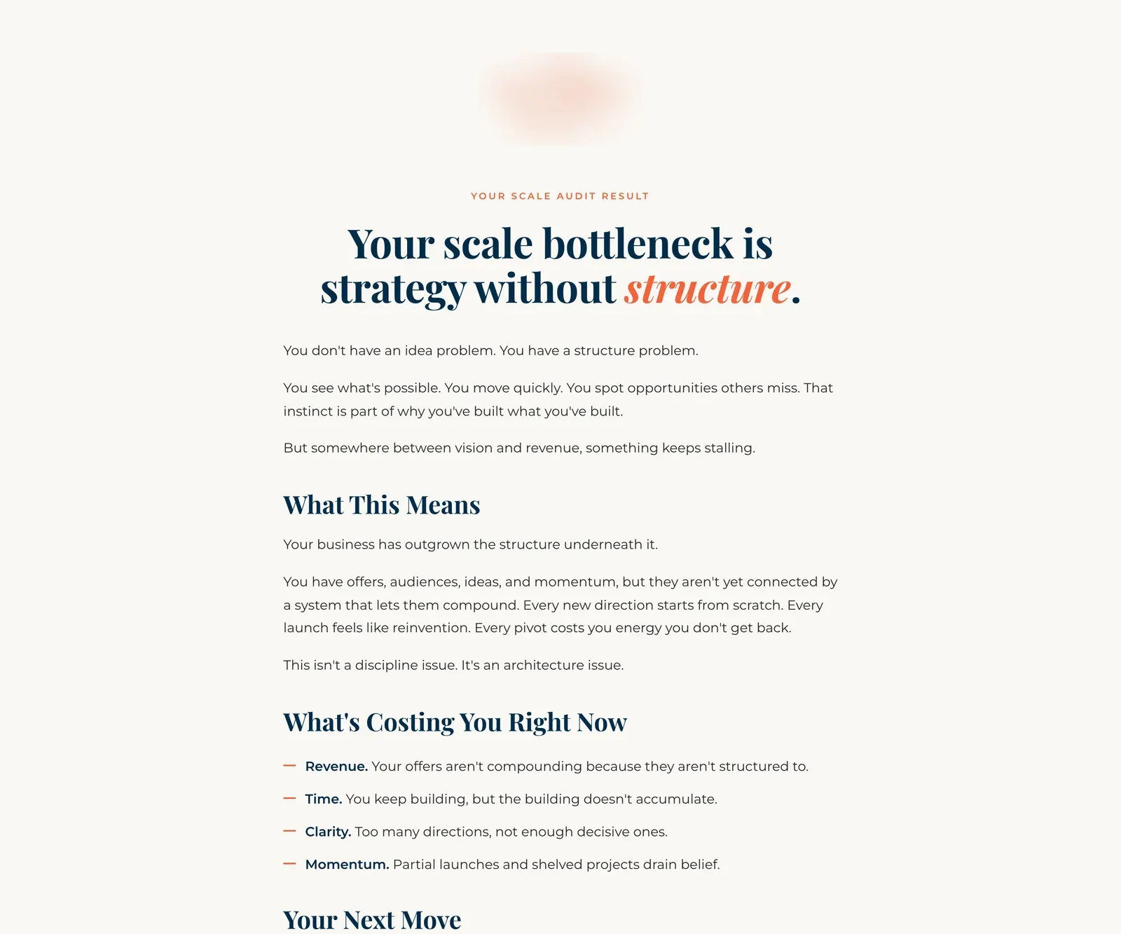 Audit result page typing the founder into an archetype